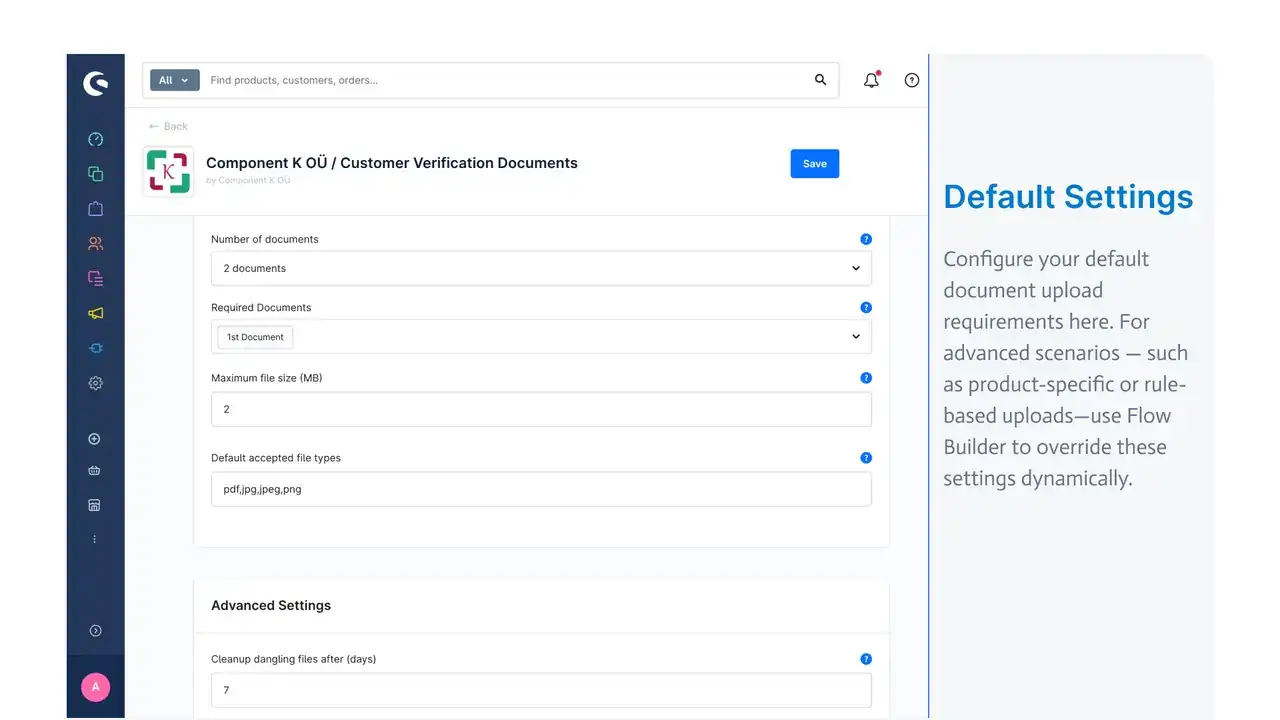 Plugin default settings for document uploads